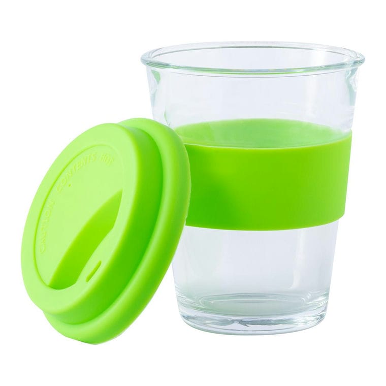 Cană termo din sticlă Durnox verde deschis transparent