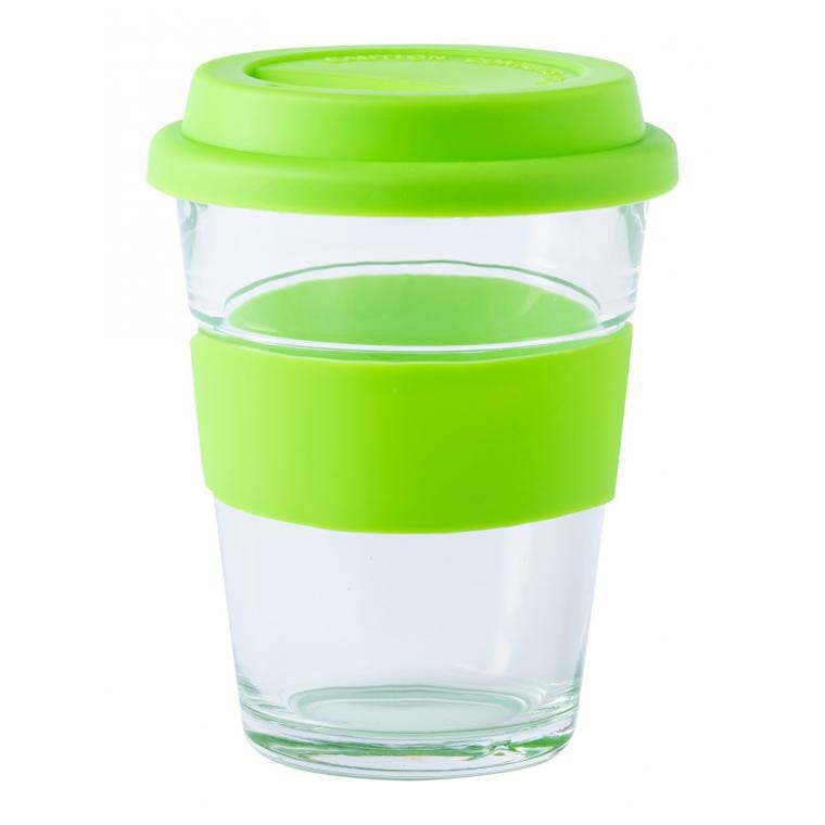 Cană termo din sticlă Durnox verde deschis transparent