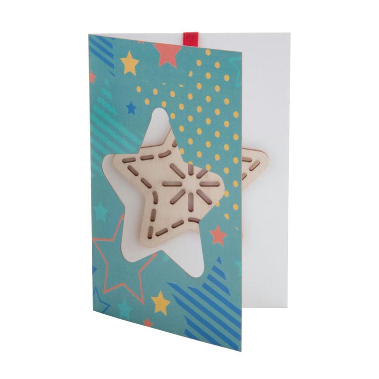 Felicitare de Crăciun, stea TreeCard natural