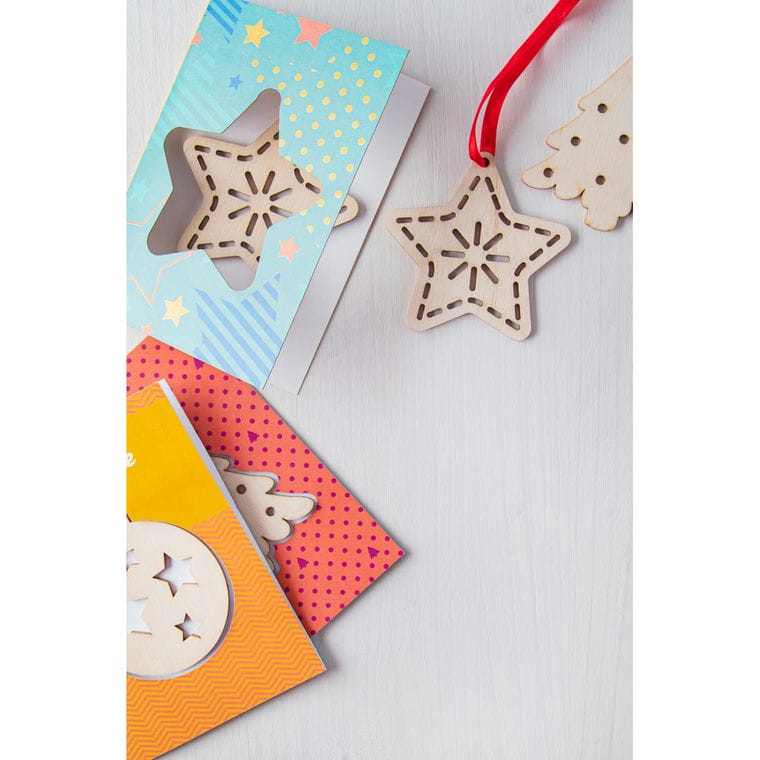 Felicitare de Crăciun, stea TreeCard natural