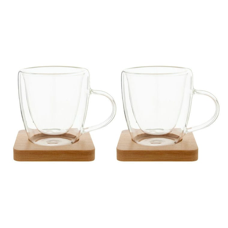 Set espresso din sticlă Mocaboo transparent natural