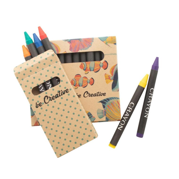 Set 6 buc creioane colorate, personalizat Craxon 6 Eco natural