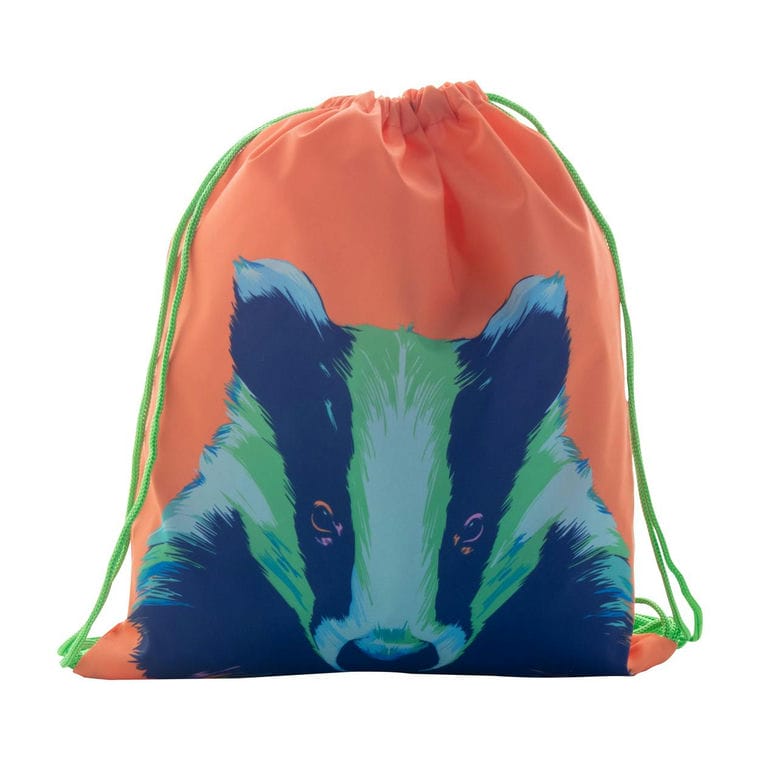 Sac personalizat, cu cordon, pentru copii CreaDraw Kids verde alb