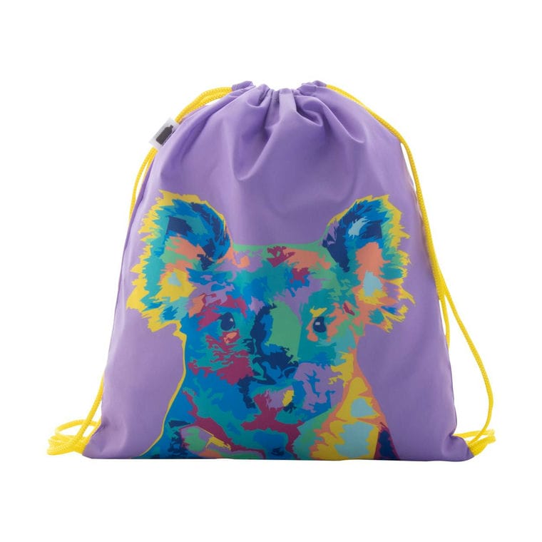 Sac personalizat, cu cordon, pentru copii CreaDraw Kids RPET galben alb
