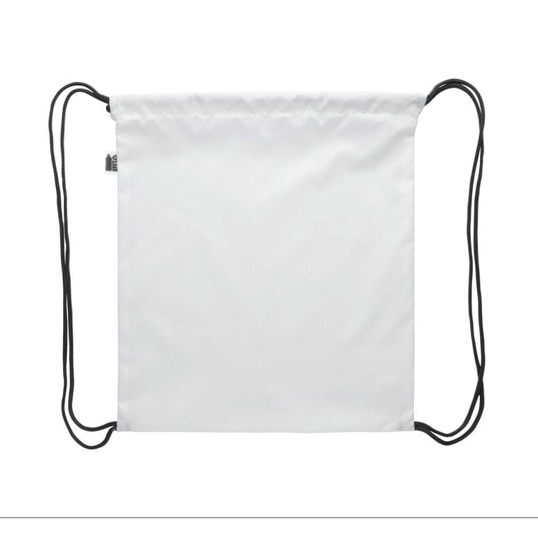 Sac personalizat, cu cordon, pentru copii CreaDraw Kids RPET negru alb