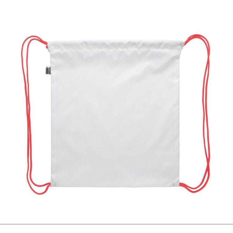 Sac personalizat, cu cordon, pentru copii CreaDraw Kids RPET roșu alb