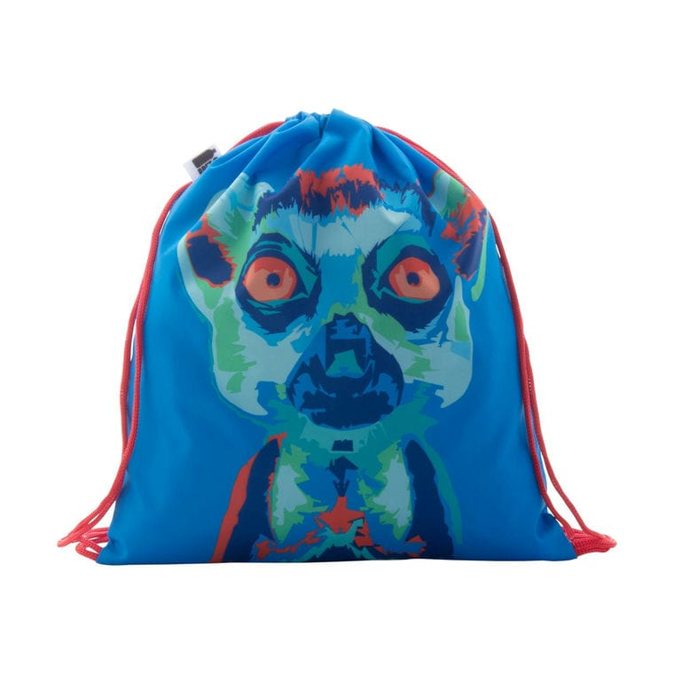 Sac personalizat, cu cordon, pentru copii CreaDraw Kids RPET roșu alb