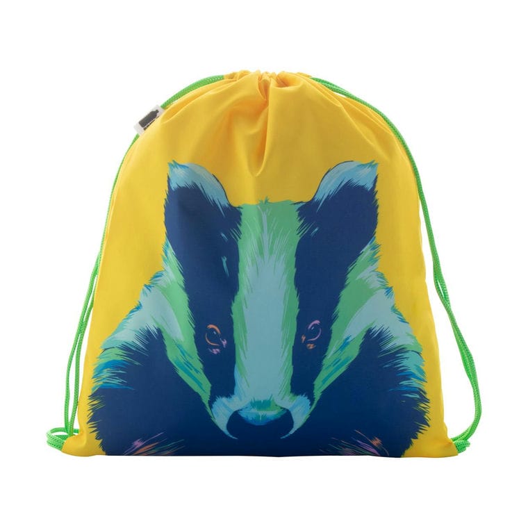 Sac personalizat, cu cordon, pentru copii CreaDraw Kids RPET verde alb