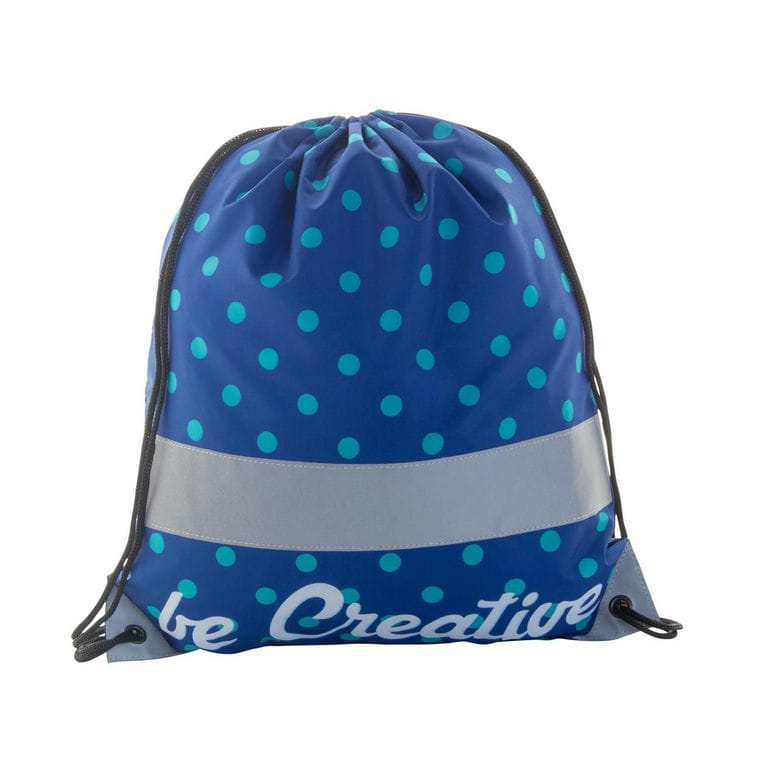 Sac personalizat, reflectorizant, cu cordon, pentru copii CreaDraw Reflect argintiu alb