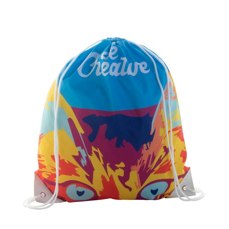 Sac de cumpărături, cu cordon, personalizat CreaDraw Plus alb