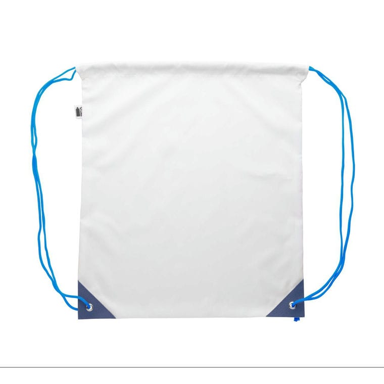 Sac de cumpărături, cu cordon, personalizat CreaDraw Plus RPET albastru alb