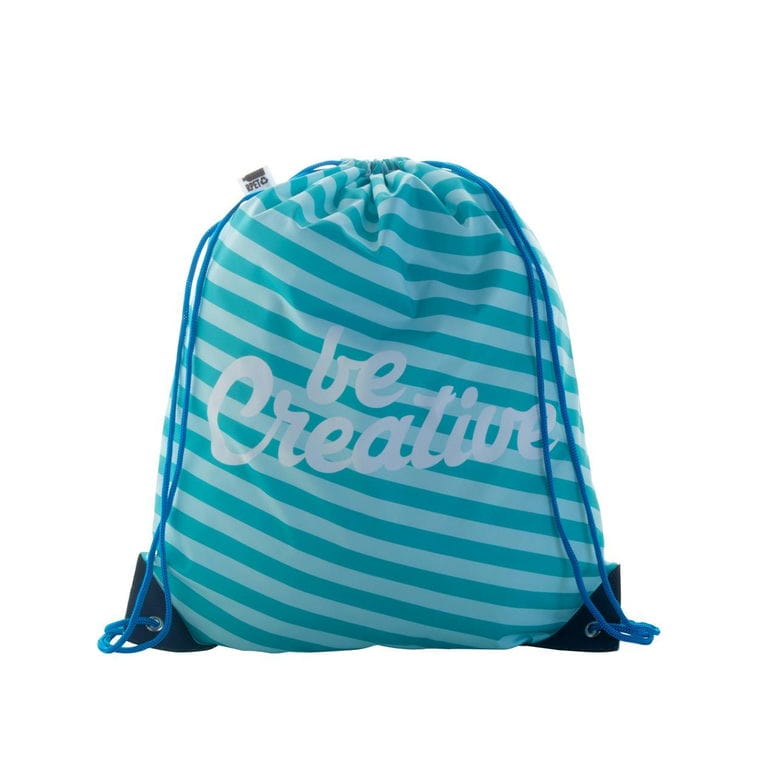 Sac de cumpărături, cu cordon, personalizat CreaDraw Plus RPET albastru alb