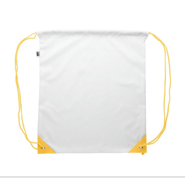 Sac de cumpărături, cu cordon, personalizat CreaDraw Plus RPET galben alb