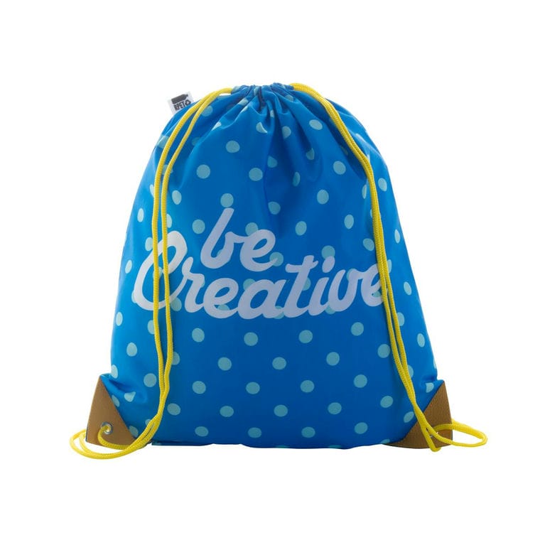 Sac de cumpărături, cu cordon, personalizat CreaDraw Plus RPET galben alb