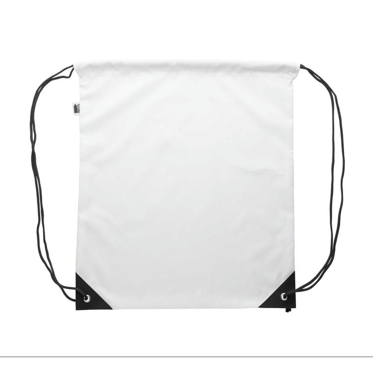Sac de cumpărături, cu cordon, personalizat CreaDraw Plus RPET negru alb