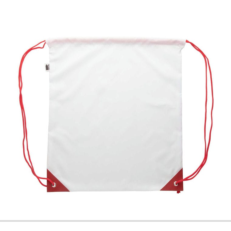 Sac de cumpărături, cu cordon, personalizat CreaDraw Plus RPET roșu alb
