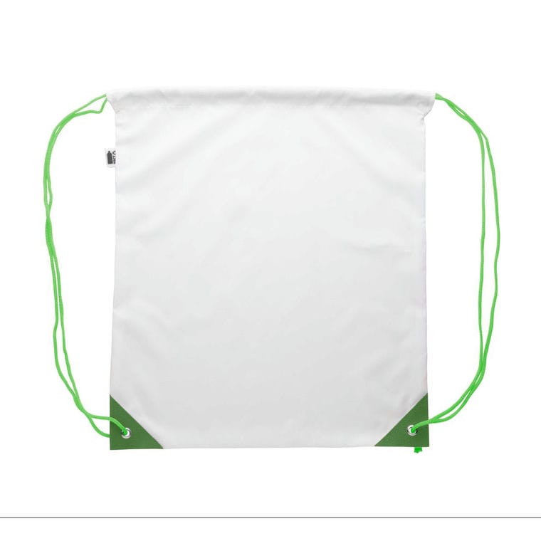 Sac de cumpărături, cu cordon, personalizat CreaDraw Plus RPET verde alb
