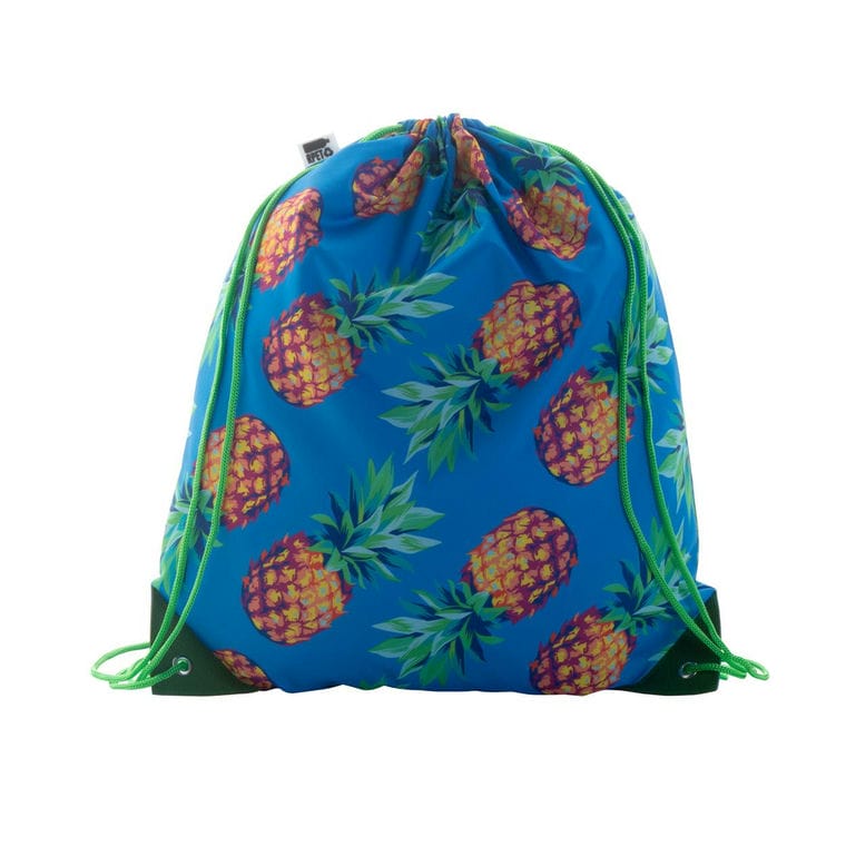 Sac de cumpărături, cu cordon, personalizat CreaDraw Plus RPET verde alb