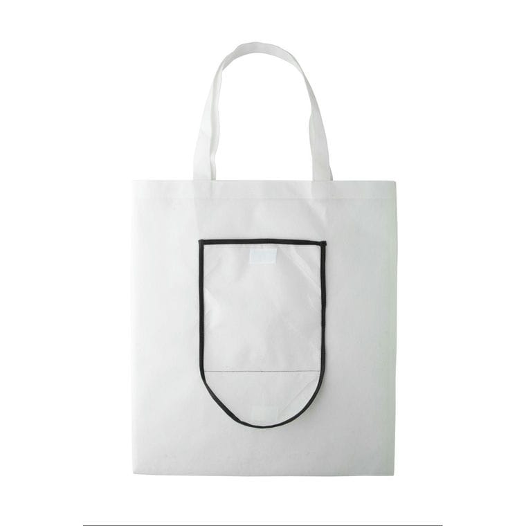 Sacoșă de cumpărături, din material nețesut, personalizată SuboShop Fold B alb negru