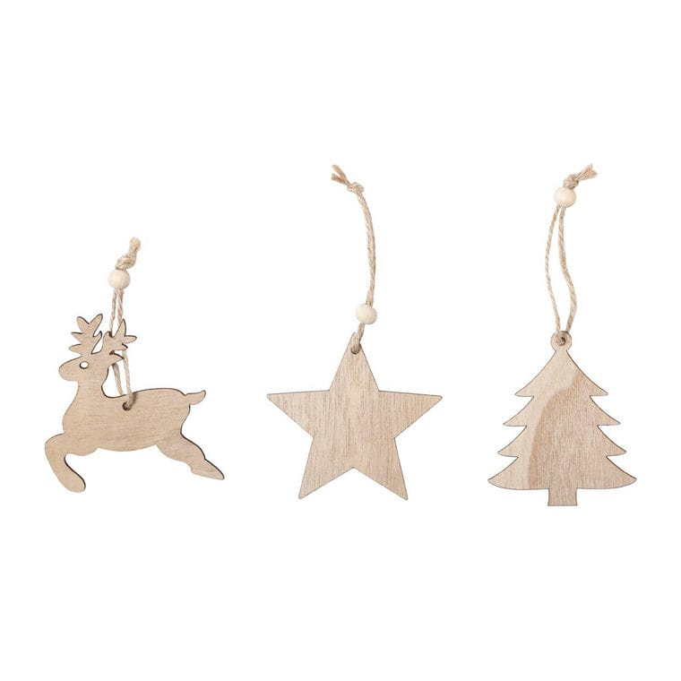 Set de ornamente pentru brad, 3 buc Tilmex natural