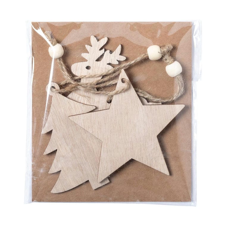 Set de ornamente pentru brad, 3 buc Tilmex natural