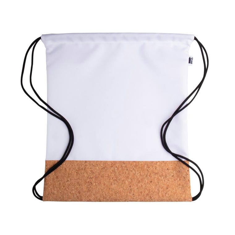 Geantă personalizată cu șnur CreaDraw Cork Alb natural