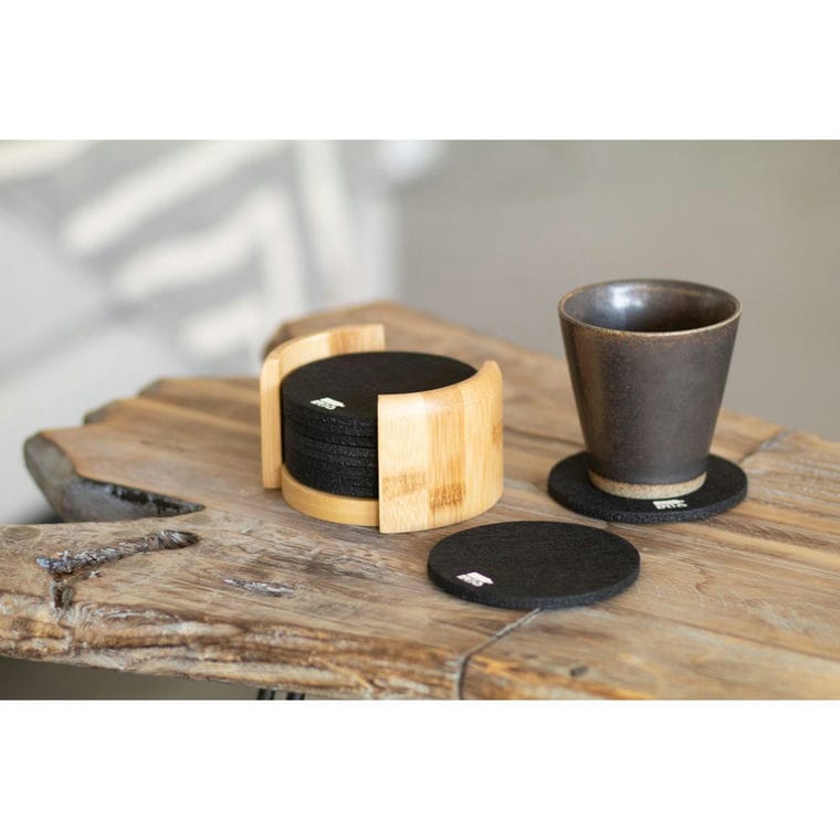 Set suport pahare, din bambus Chiang Negru natural