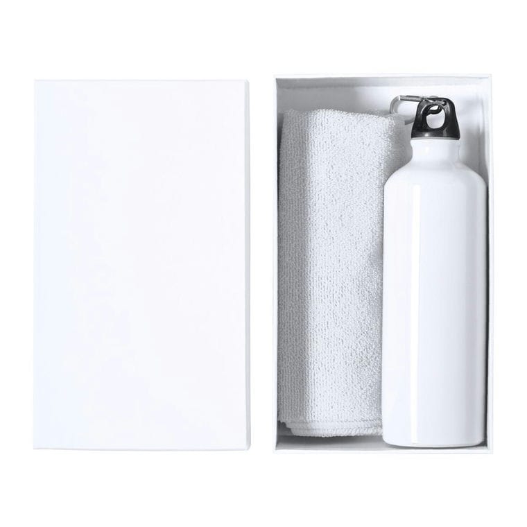 Set sticlă sport și prosop Cloister Alb