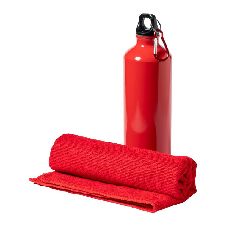 Set sticlă sport și prosop Cloister Roșu