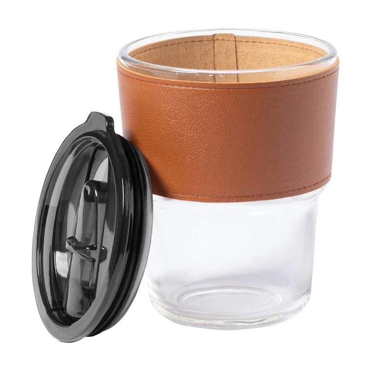 Cană de călătorie din sticlă Teils transparent maro