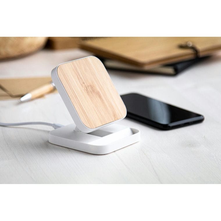 Suport telefon mobil cu Încărcător Rabso Alb natural