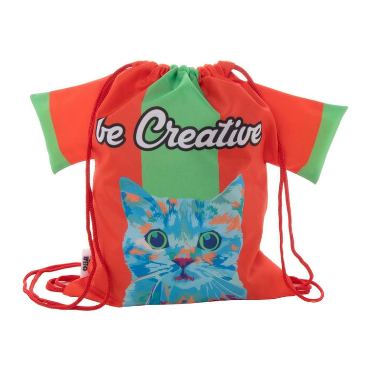 Rucsac cu șnur, pentru copii, personalizat CreaDraw T Kids RPET Roșu