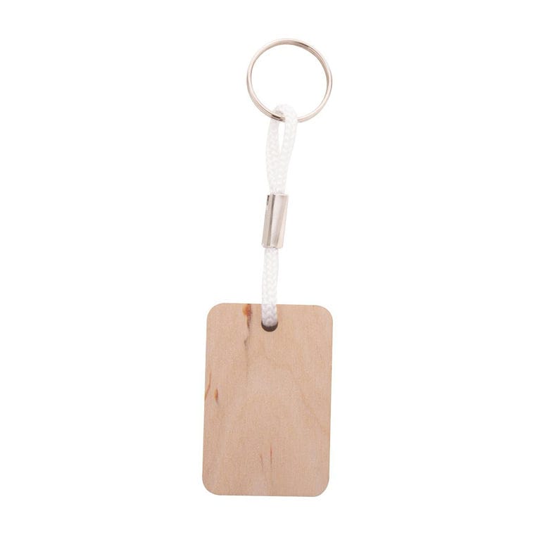 Breloc personalizat Woody Plus D Alb