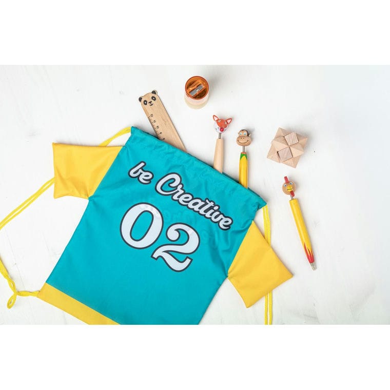 Rucsac cu șnur, pentru copii, personalizat CreaDraw T Kids Galben