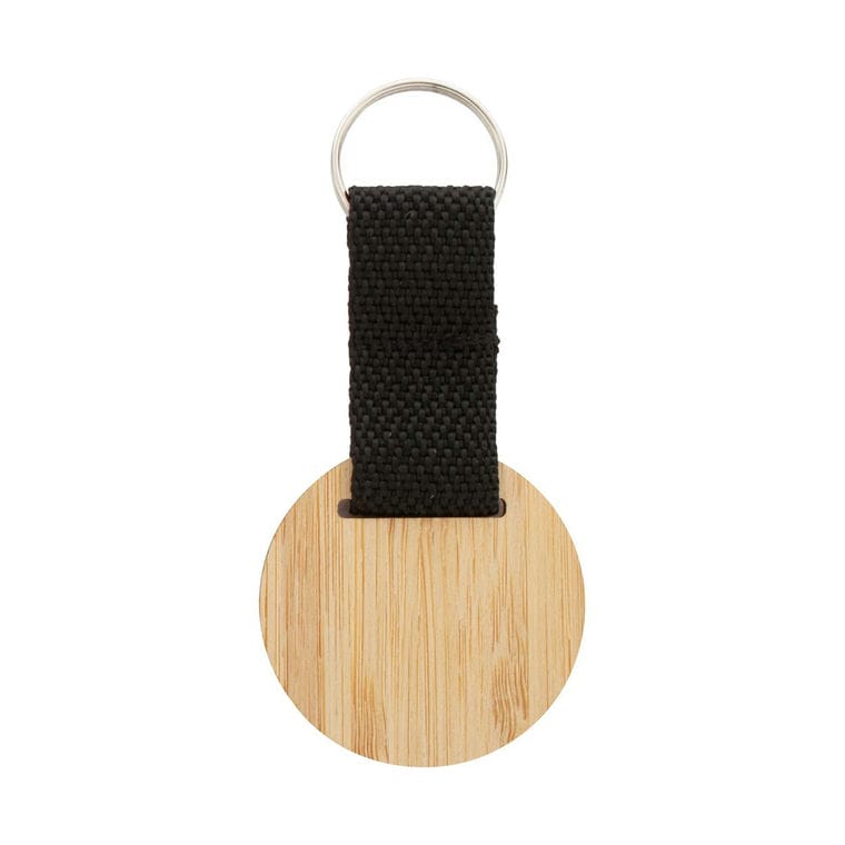 Breloc din bambus, rotund Stropp natural Negru