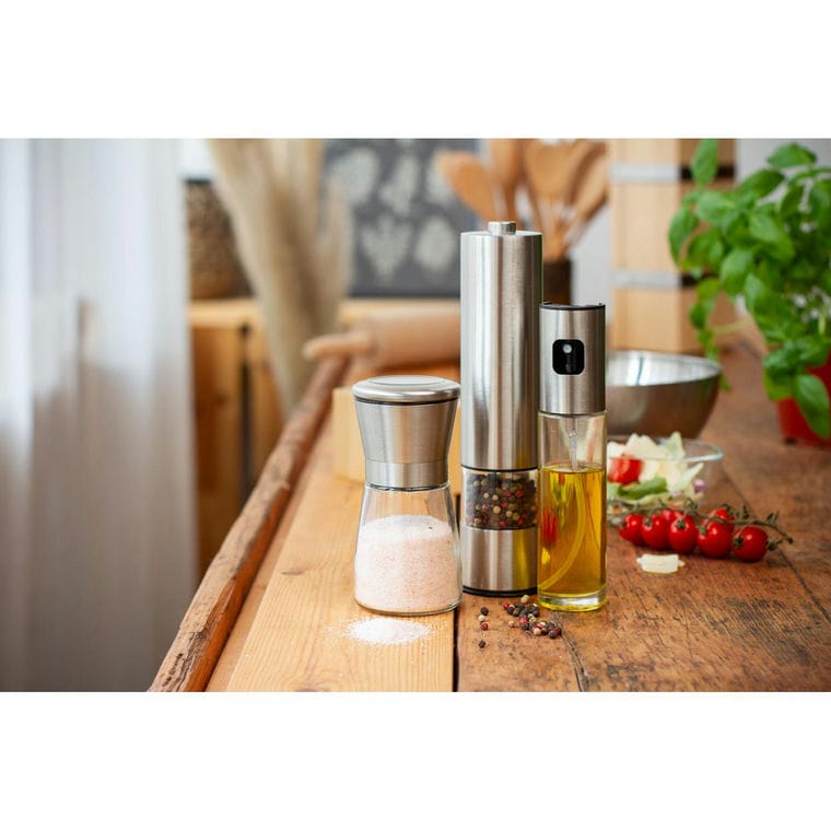 Spray dozator de ulei Liguria transparent argintiu