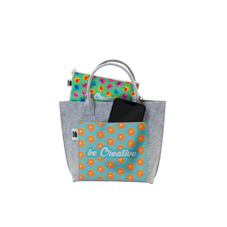 Geantă personalizată, RPET CreaFelt Cross gri