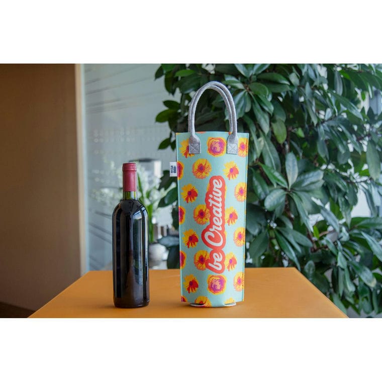 Pungă de vin, RPET, personalizată CreaFelt Vino gri