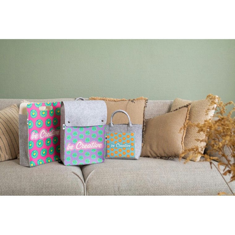 Rucsac personalizat, RPET CreaFelt Back II gri