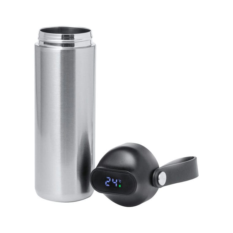 Termos cu termometru Troy argintiu