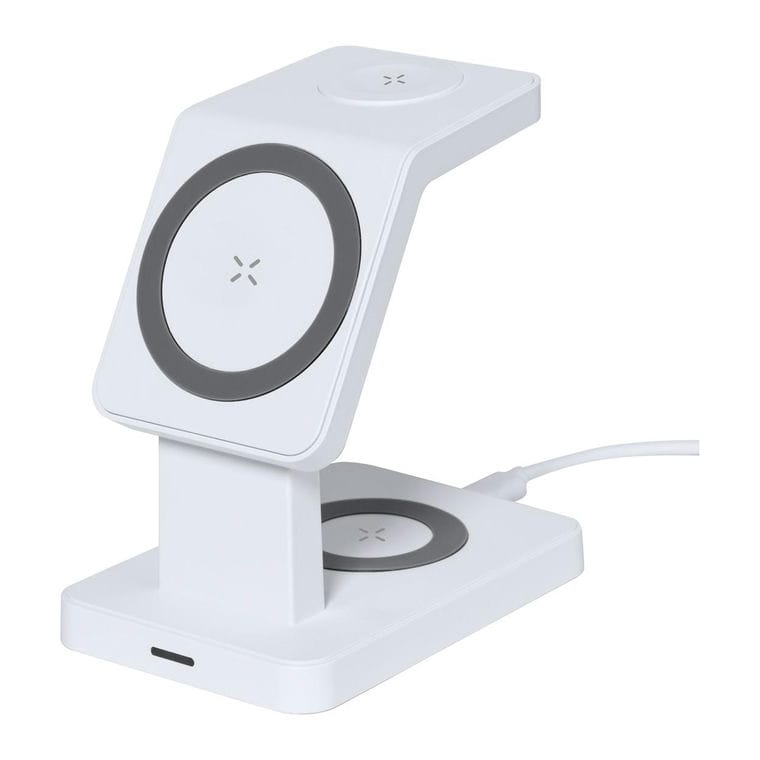 Încărcător fără fir cu suport pentru telefon mobil Krastop Alb