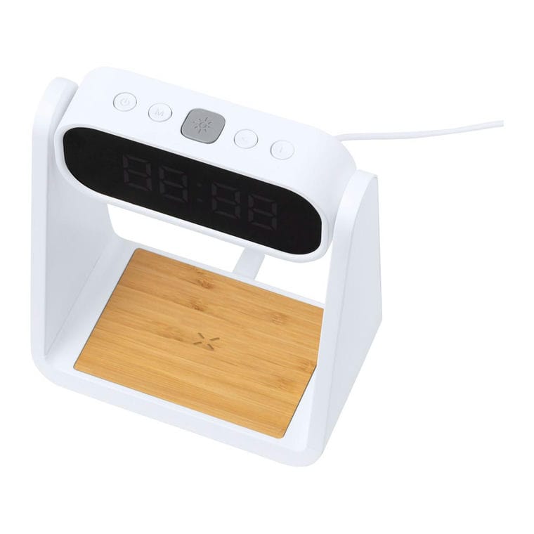 Încărcător fără fir cu ceas cu alarmă Darret Alb