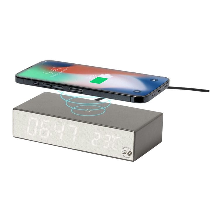 Încărcător fără fir cu ceas cu alarmă Barret maro