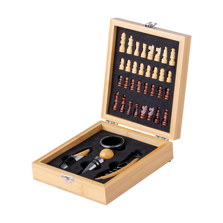 Set de vin cu joc de șah Kaspar natural