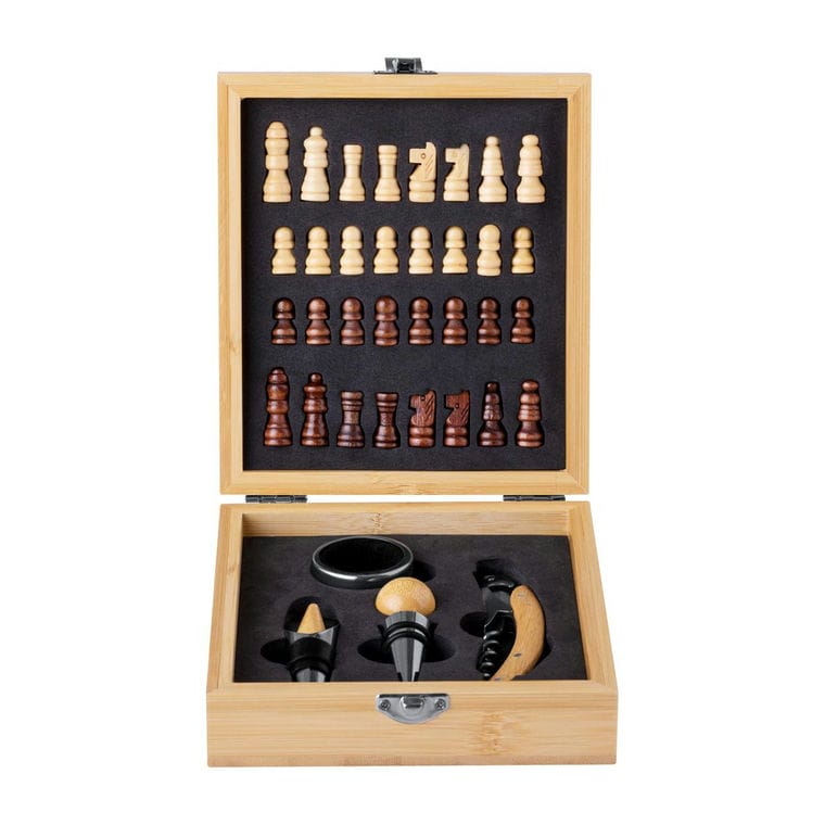 Set de vin cu joc de șah Kaspar natural