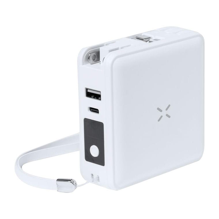 Adaptor de voiaj cu power bank Joks Alb