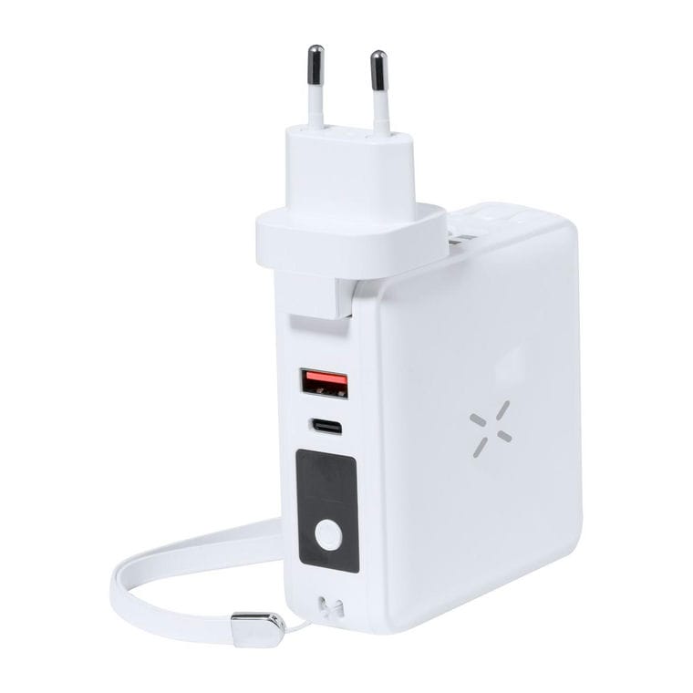 Adaptor de voiaj cu power bank Joks Alb