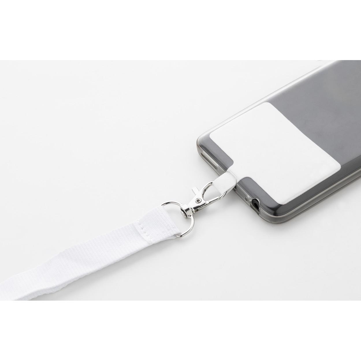Lanyard RPET pentru telefon mobil Revent Call Alb