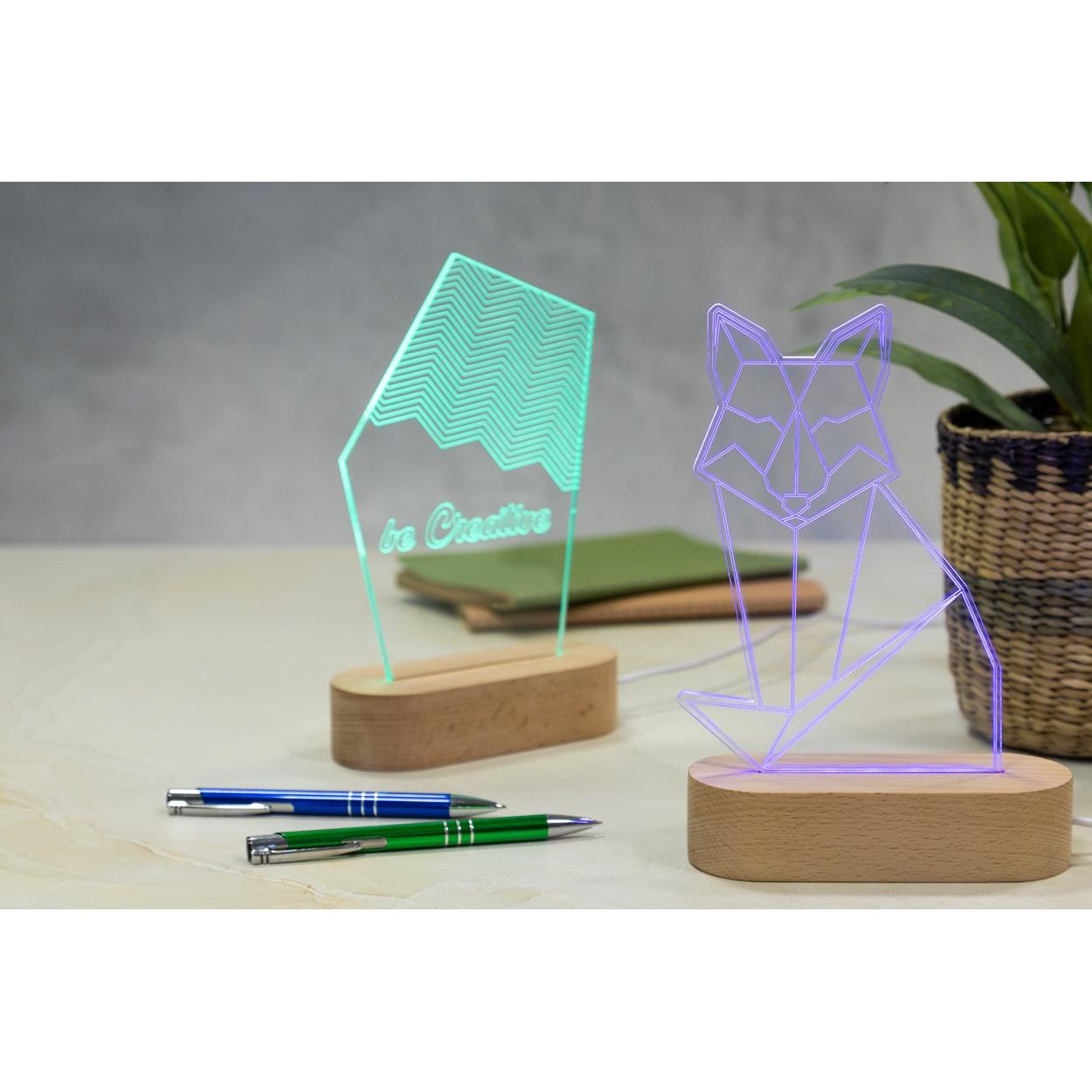 Trofeu cu lumină LED Woodify natural transparent