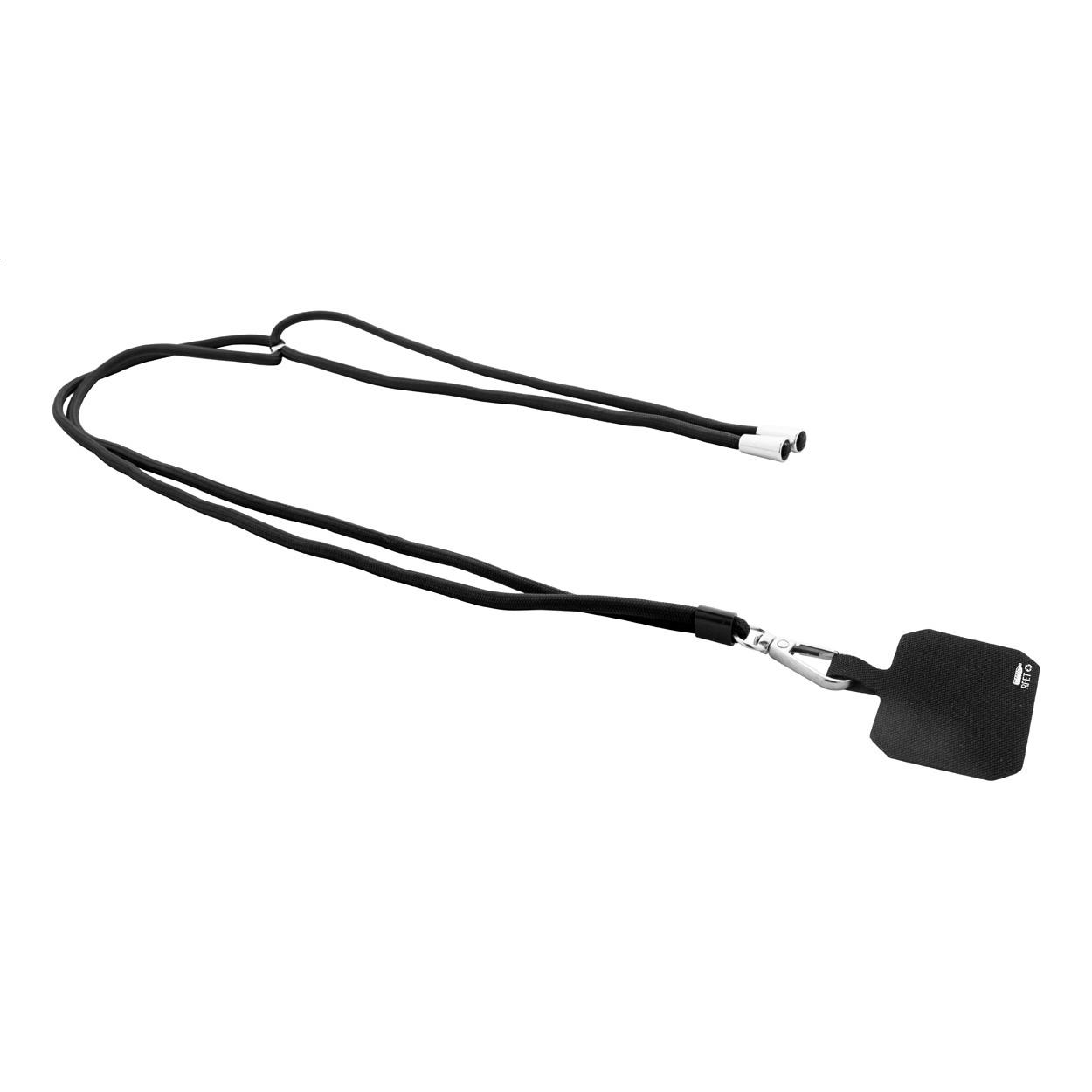 Lanyard RPET pentru telefon mobil Corphon Negru